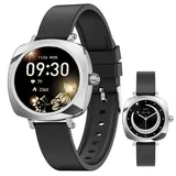 Smartwatch, Smartwatch Damen Herren, 1.19" HD Fitness Tracker Uhren für Android IOS, IP67 Wasserdicht Pulsmesser Schrittzähler Aktivitätstracker
