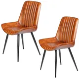 Casa Moro Polsterstuhl Stuhl Esszimmer Leder Braun Industrial Chic (Echtleder Konferenzstuhl auch als 2er, 4er & 6er Set), Polsterstuhl Lederstuhl Esszimmerstuhl braun