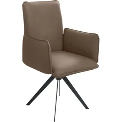 Drehstuhl K+W KOMFORT & WOHNEN, braun (wueste, schwarz), B:59cm H:94cm T:61cm, Stühle, 4-Fuß-Stuhl Esszimmerstuhl Drehstuhl, Blitzdrehkreuz und Rückholfunktion, dekorativer 12mm Biese