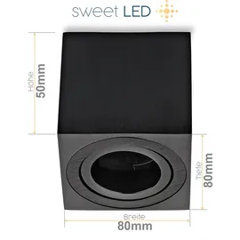 Sweet Led Aufbaustrahler flach eckig schwarz Alu Deckenleuchte Aufbauspot 230V - Schwarz