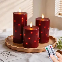 3er-Set Led Kerzen mit Integrierte Lichterkette und Fernbedienung Timer