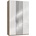 Level 150 x 236 x 58 cm Plankeneiche Nachbildung/Weißglas mit Glas- und Spiegeltüren