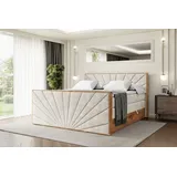 altdecor Boxspringbett mit Matratze Topper, Polsterbett mit Bettkasten, LOLLI6-Z KING - 120x200 - Beige Casablanca