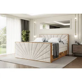 altdecor Boxspringbett mit Matratze Topper, Polsterbett mit Bettkasten, LOLLI6-Z KING - 120x200 - Beige Casablanca