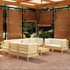 vidaXL Garten-Lounge-Set 9-tlg. Kiefer creme