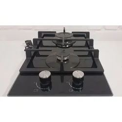 Hirogas Gaskochfeld 2 Brenner Glaskeramik Schwarz Einbau 30cm Erdgas LPG
