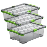 Rotho Aufbewahrungsbox 59,0 x 39,5 x 18,5 cm 3-tlg. grau/transparent