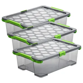 Rotho Aufbewahrungsbox 59,0 x 39,5 x 18,5 cm 3-tlg. grau/transparent