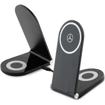 Mercedes-Benz Mercedes Silver Stars MagSafe faltbares 2in1 15W induktives Ladegerät – Schwarz