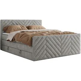MKS Boxspringbett mit Bettkasten - grau - Maße (cm): B: 161 H: 110