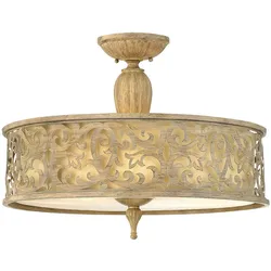 Licht-Erlebnisse Licht Erlebnisse Elegante Deckenleuchte ADORNO Metall Leinen Creme E27 Deckenlampe ED1/3/0051
