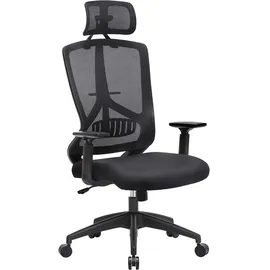 Songmics Bürostuhl, Verstellbare Lendenstütze schwarz,
