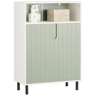 SoBuy Badkommode Badezimmerschrank Midischrank Kommode Sideboard Flurschrank Weiß-Grün bht ca. 60x87x30cm