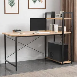 seddō Schwarzer Loft-Computertisch mit Metallregalen für Büro oder Schule - Schwarz