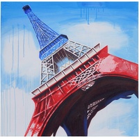 Mendler √ñlgem√§lde Eiffelturm Tricolore, 100% handgemaltes Wandbild Gem√§lde XL, 100x100cm