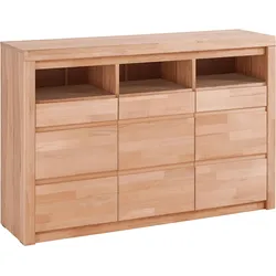 Kommode HOME AFFAIRE "Silkeborg", beige (kernbuche teilmassiv), Holzwerkstoff Kernbuchefarben (Korpus)/ Massivholz Kernbuche (Front), Holz teilmassiv, Sideboards, Breite 130 cm