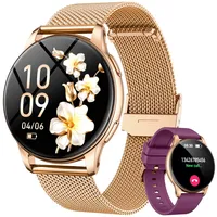 Smartwatch Damen mit Bluetooth Telefonfunktion Fitnessuhr: 1,32" AMOLED Rund Smart Watch mit Pulsmesser Schlafüberwachung Kalorienzähler Sportuhr IP68 Wasserdicht Fitness Tracker für iOS Android Uhren