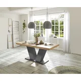 Mäusbacher Komfort 2.0 Esstisch ausziehbar Elena 160x90x76 Graphit/Asteiche 13991-160 - Grau