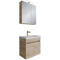Planetmöbel Badmöbel Set - Waschtisch mit Spiegelschrank 60 cm
