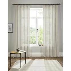 Gardine MY HOME "Fiete" Gr. 5, beige, B:140cm H:265cm, Polyester, Gardinen, Leinen Optik, Sichtschutz, halbtransparent, einfarbig, Leinenoptik