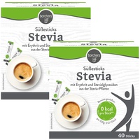 2x borchers Stevia Süßesticks mit Erythrit | Süßungsmittel | Ohne Kalorien | Tafelsüße | 2x 40 Stück