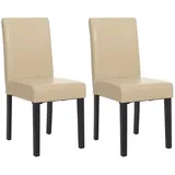 Mendler 2er-Set Esszimmerstuhl Stuhl Küchenstuhl Littau ~ Leder, creme, dunkle Beine