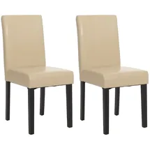 Mendler 2er-Set Esszimmerstuhl Stuhl Küchenstuhl Littau ~ Leder, creme, dunkle Beine