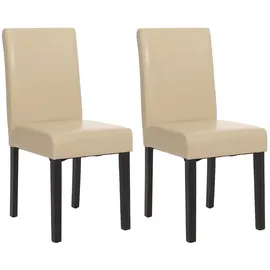 Mendler 2er-Set Esszimmerstuhl Stuhl Küchenstuhl Littau ~ Leder, creme, dunkle Beine