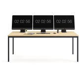 furni24 Schreibtisch-Stahl 180x80x75cm, Eiche, TÜV/GS-Einfache Montage, Arbeitstisch, Bürotisch, Küchentisch, Esstisch, Druckertisch Büro-Möbel Arbeitszimmer Computertisch Gaming-Tisch Mehrzwecktisch