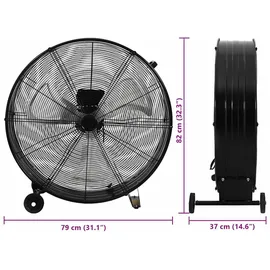 vidaXL Trommelventilator 77 cm Bodenventilator Schwarz