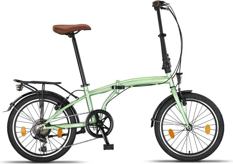 PACTO TEN - 20 Zoll hochwertiges Faltfahrrad Stahlrahmen 6 Speed Shimano Gänge faltbares Citybike Klapprad Faltrad Fahrrad Folding Hollandrad Minze