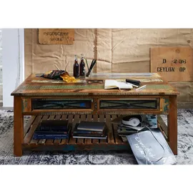 Massivmoebel24 Couchtisch Altholz Mehrfarbig Akazie 140 x 55 x 80 cm