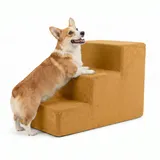 murando Hundetreppe für Kleine Hunde 3 Stufen 30 cm, Samt - Gelb