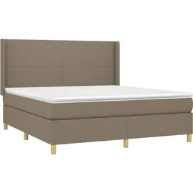 vidaXL Boxspringbett mit Matratze & LED Taupe 180x200 cm Stoff