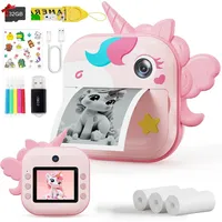 Vivitar mit 48MP & 1080P HD Video, Sofortbildkamera mit 32GB Speicherkarte Kinderkamera (48 MP, inkl. Selfie, Zeitraffer & lustigen Rahmen, Kreative Geschenkidee für Kinder, 2.4" IPS Bildschirm, Spielen & Musikplayer, mit Druckfunktion) rosa