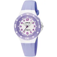 Lorus RRX51CX9 34 mm Edelstahlgehäuse Lila Urethanarmband Weiß