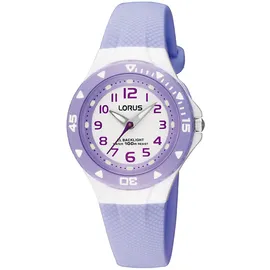 Lorus RRX51CX9 34 mm Edelstahlgehäuse Lila Urethanarmband Weiß