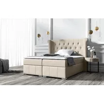 beautysofa Boxspringbett Massi 140 x 215 cm Creme