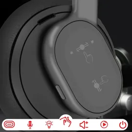 forcell F-AUDIO Kabellose Over-Ear-Kopfhörer ANC Touch Beat Bluetooth Kopfhörer 500mAh Schwarz