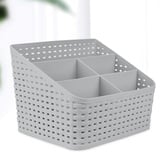 QUCUMER Kosmetik Aufbewahrungskorb Organizer Rattan Aufbewahrungshalter mit 5 Fächern Kunststoff Make up Aufbewahrung Desktop Organizer Kosmetik Multi-Grid Aufbewahrungsbox für Schreibtisch Büro