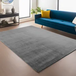 Teppich AYYILDIZ TEPPICHE "JOY 1400", grau, B:60cm H:11mm L:100cm, Polyester, Teppiche, auch Läufer, uni Kurzflor, Wohnzimmer, Kinderzimmer