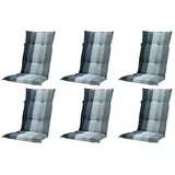 Madison Hochlehnerauflage 6er Set C 404 Gartenstuhl Auflagen Kissen Polster für Hochlehner grau, (Spar-Set, 6 St., 6 Auflagen), für Hochlehner-Stühle UV-beständig inkl. Bindebänder und Halteband grau