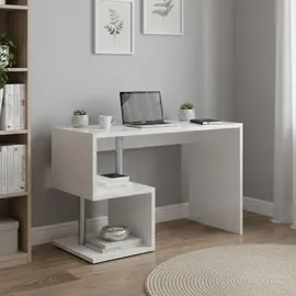 Dmora Schreibtisch Dgyombe, Linearer Schreibtisch mit Pc-halterung, Mehrzweck-Bürotisch, platzsparender Multipositions-schreibtisch, 100 % Made in Italy, cm, Weiß