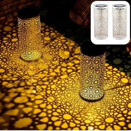 Marrakesch Orient & Mediterran Interior Laterne Solar 2er Set Handarbeit weiß