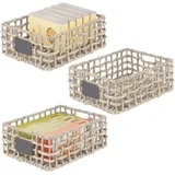 mDesign Aufbewahrungssystem mDesign Aufbewahrung Flechtkorb Schrankkorb Regalbox Organizer 3er S grau