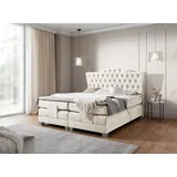 Fun Möbel Boxspringbett Elektrisch Bett FAUSTO 160x200cm in Stoff Wind Creme - Weiß