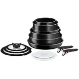 Tefal - Kochgeschirr-Set 13 Stk. INGENIO EASY COOK & CLEAN BLACK - Schwarz