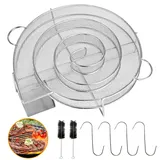 Kaltrauchgenerator aus Edelstahl,Räucherschnecke,Sparbrand Räucherofen,Griffdesign,mit 4 Fleischhaken+ 2 Bürsten,Fleischräucherofen für Räucherei,Smoker und Räucheröfen,mehrfach verwendbar
