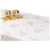 GOLDMAR Weihnachtstischdecke Fleckenresistente Schmutzabweisend Zweiseitig Tischdecke Weihnachten Advent - Polyester Lamatex Silber Gold Elegante Weihnachtstisch Deko (140x240 cm, Gold-Muster-12s)