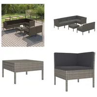 vidaXL 8 tlg. Garten Lounge Set mit Auflagen Poly Rattan Grau - Garten-Sofagarnitur - Garten-Sofagarnituren - Gartensofa-Set - Gartensofa-Sets - Grau